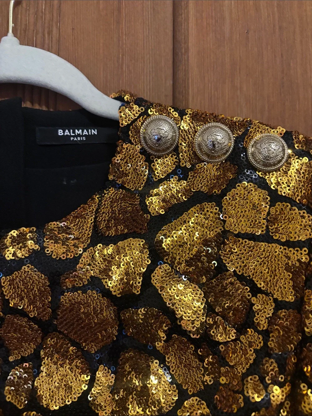Balmain Black and Gold Sequin Mosaic Mini Dress - Picture 3 of 3